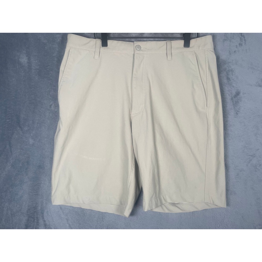 FootJoy Mens Performance Golf Shorts Tan Khaki W34 Flat Front FJ Logo